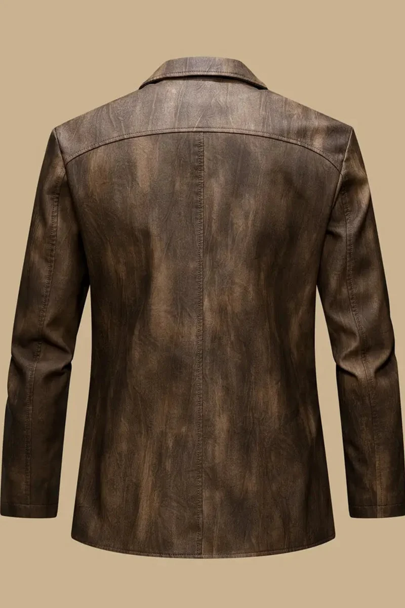 Oliver Lederjacke mit Lokomotivkragen | Braun