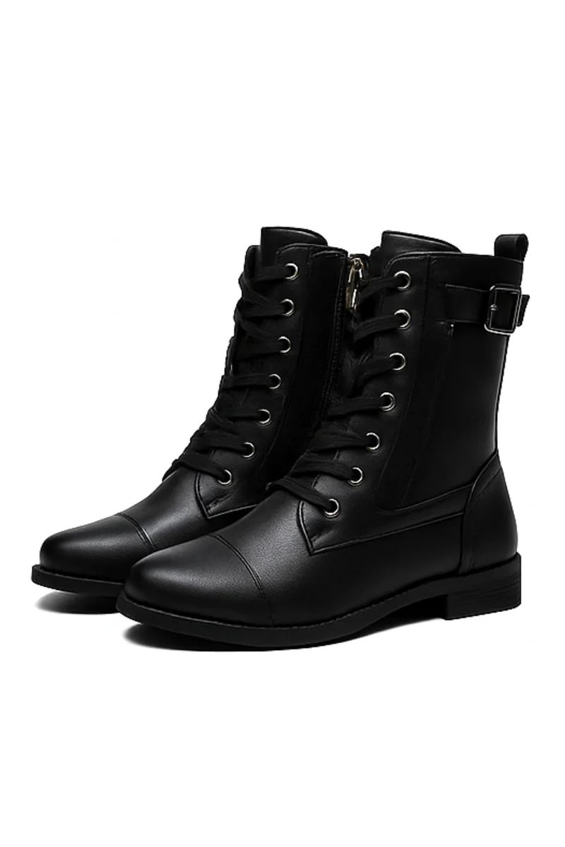 Miya Lederstiefel mit Reißverschluss | Schwarz