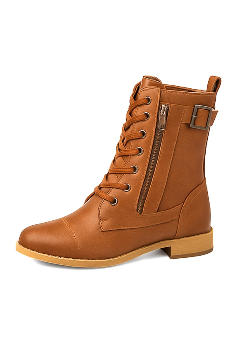 Miya Lederstiefel mit Reißverschluss | Braun