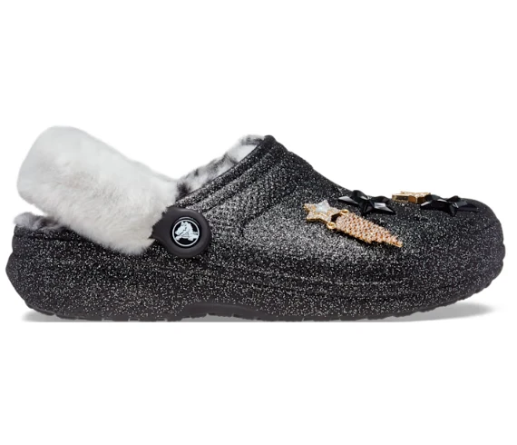 Crocs Unisex Classic Cozzzy Disco Glitter Lined Clog - Schwarz
