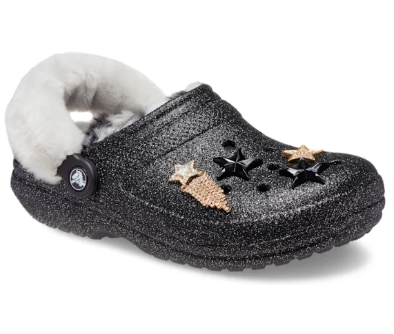 Crocs Unisex Classic Cozzzy Disco Glitter Lined Clog - Schwarz
