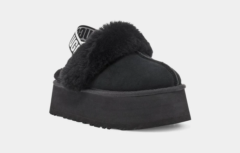 UGG Funkette-Hausschuhe für Damen – Schwarz