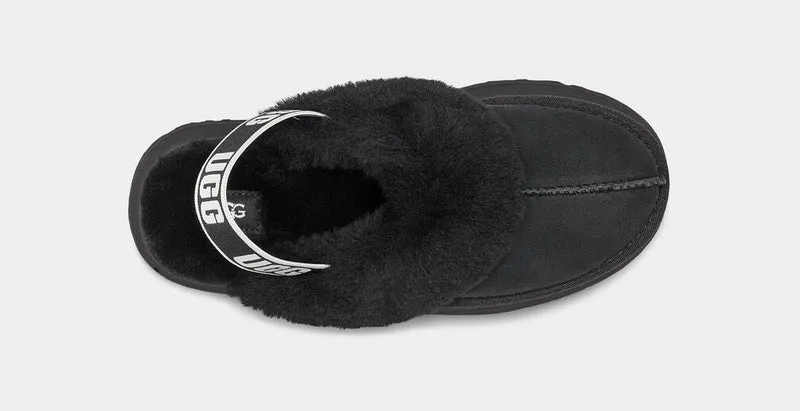 UGG Funkette-Hausschuhe für Damen – Schwarz