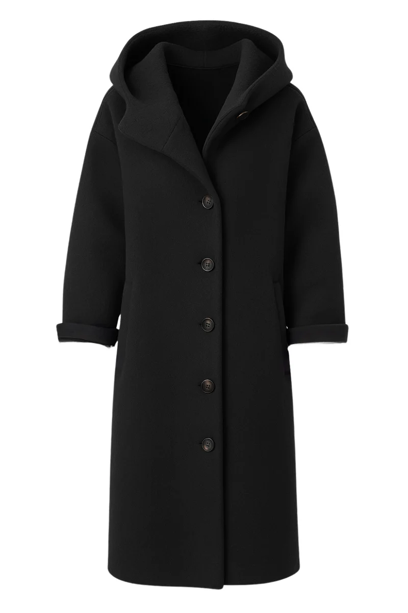 Aemie Stilvolle lange Winterjacke | Schwarz