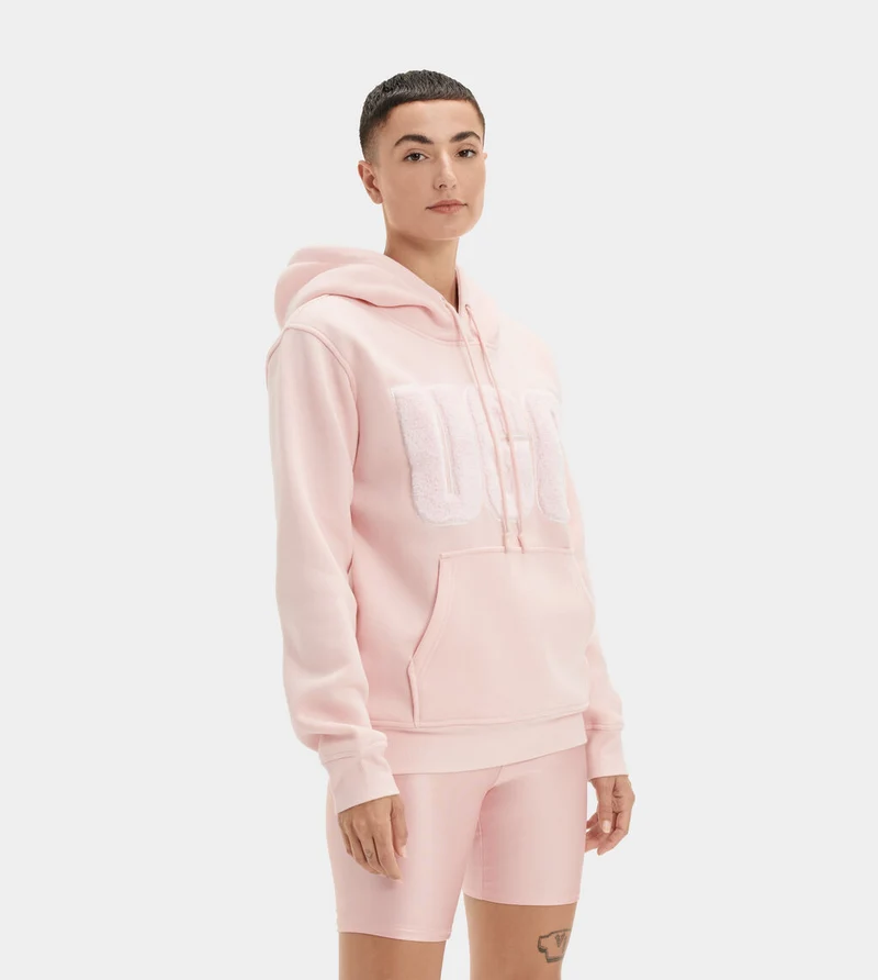 UGG Damen Rey Fuzzy Logo Kapuzenpullover – Lotusblüte