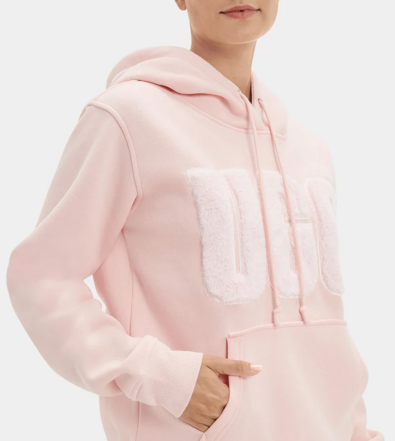 UGG Damen Rey Fuzzy Logo Kapuzenpullover – Lotusblüte