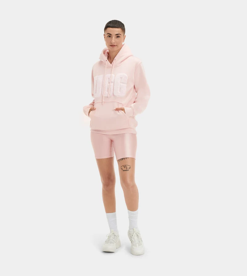 UGG Damen Rey Fuzzy Logo Kapuzenpullover – Lotusblüte