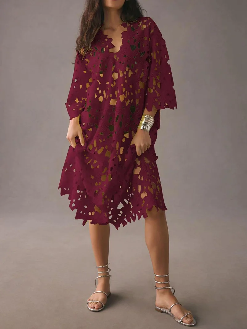 Strand-Midikleid mit Spitzen-Überwurf