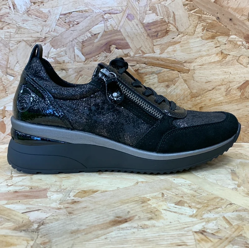 Remonte Modische Damen-Sneaker mit Keilabsatz – Schwarz
