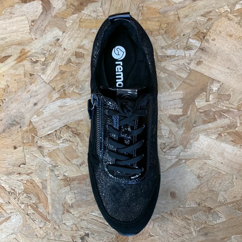 Remonte Modische Damen-Sneaker mit Keilabsatz – Schwarz