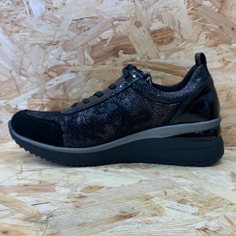 Remonte Modische Damen-Sneaker mit Keilabsatz – Schwarz