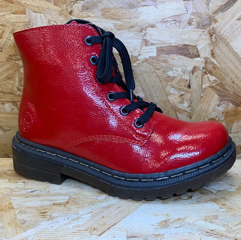 Rieker Damenmode-Stiefelette – Rot glänzend