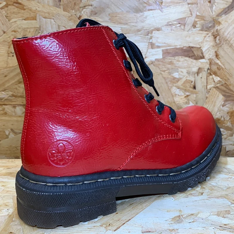 Rieker Damenmode-Stiefelette – Rot glänzend