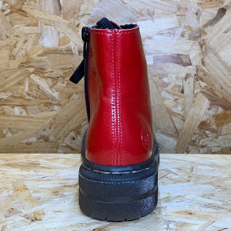 Rieker Damenmode-Stiefelette – Rot glänzend
