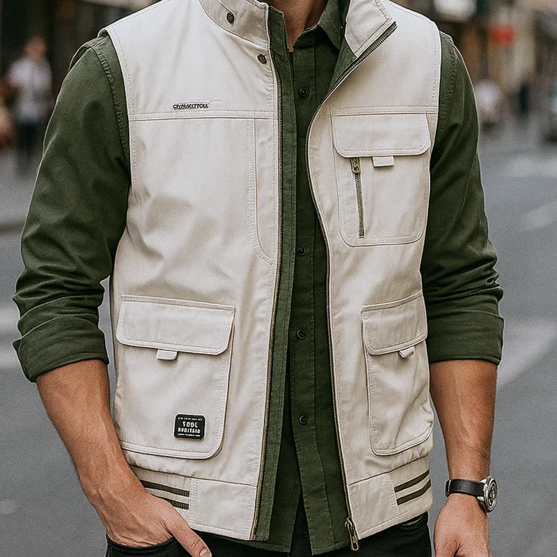 Martin Luxus-Bodywarmer | Beige Grün