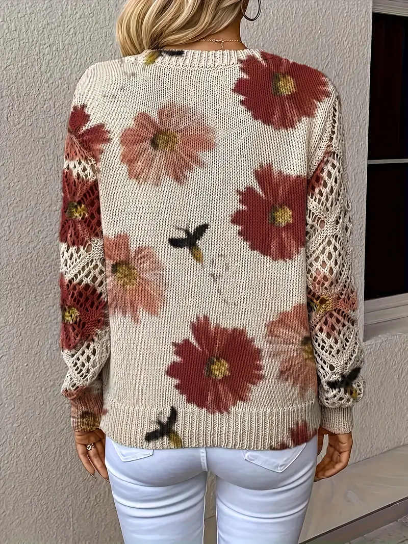 Rayuela Eleganter Pullover mit Blumendessin | Rot