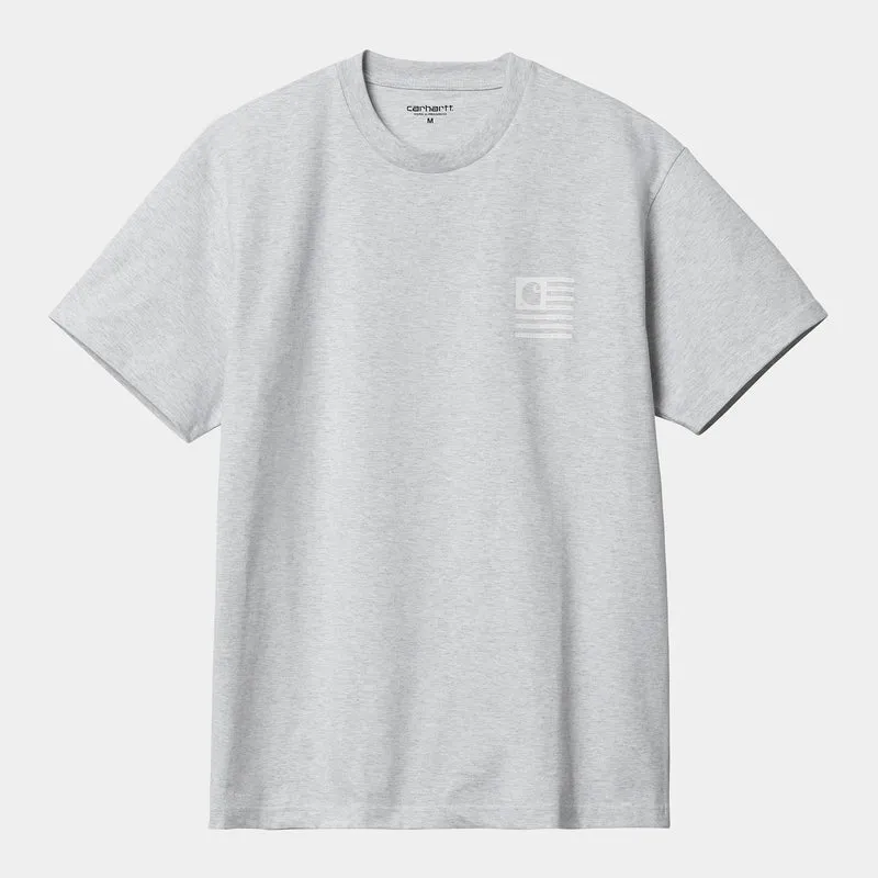 Carhartt WIP Kurzärmliges Herren-T-Shirt mit Label-Staatsflagge – Ash Heather