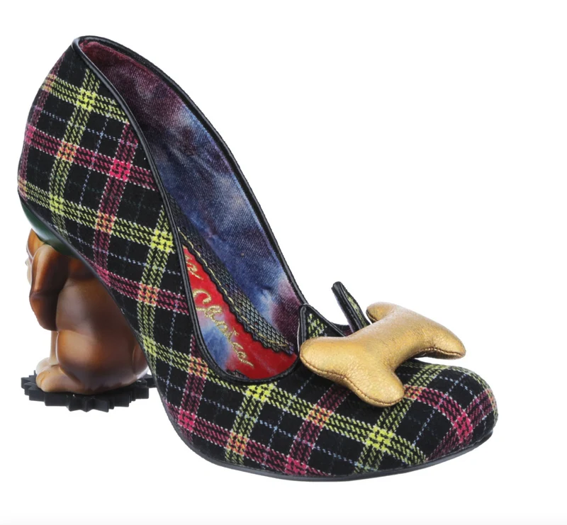 Irregular Choice Womens 'Its All Pawsible' High Heel - Schwarz / Grau kariert