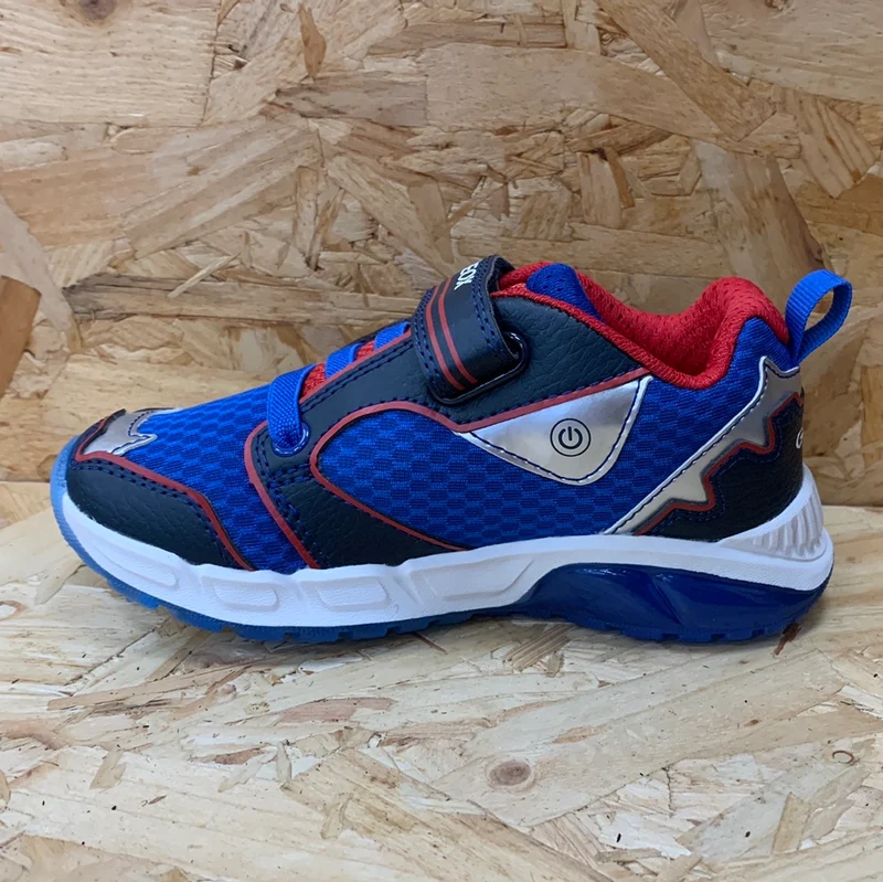 Geox Leuchtende Fledermaus-Turnschuhe für Kinder – Königsblau / Rot