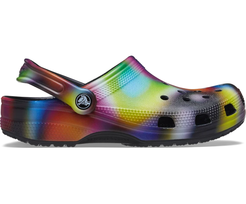 Crocs Unisex Classic Solarized Clog – Schwarz / Multi