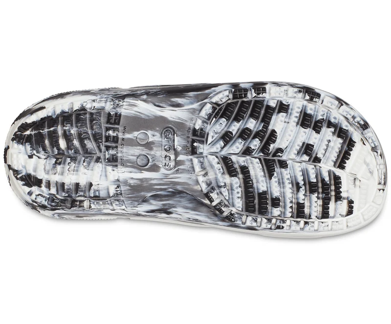 Crocs Klassische, marmorierte Unisex-Sandale – Schwarz