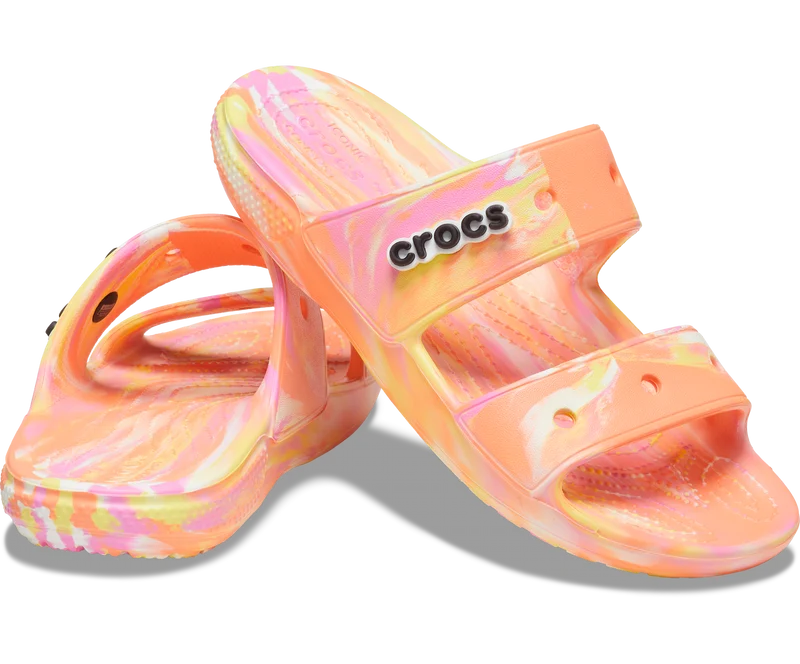 Crocs Klassische marmorierte Unisex-Sandale – Papaya