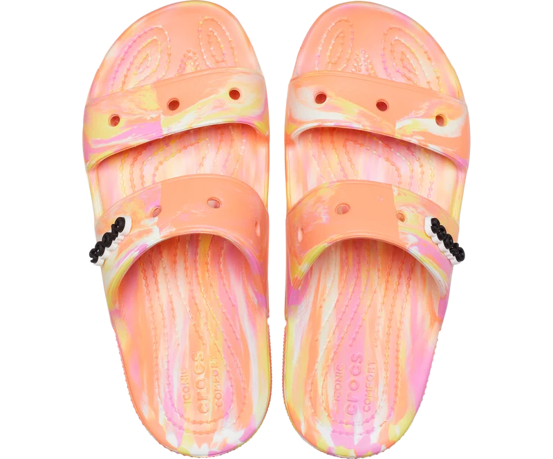Crocs Klassische marmorierte Unisex-Sandale – Papaya