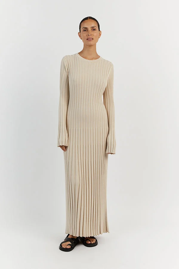 Elodie | Strick-Midikleid mit Rundhalsausschnitt
