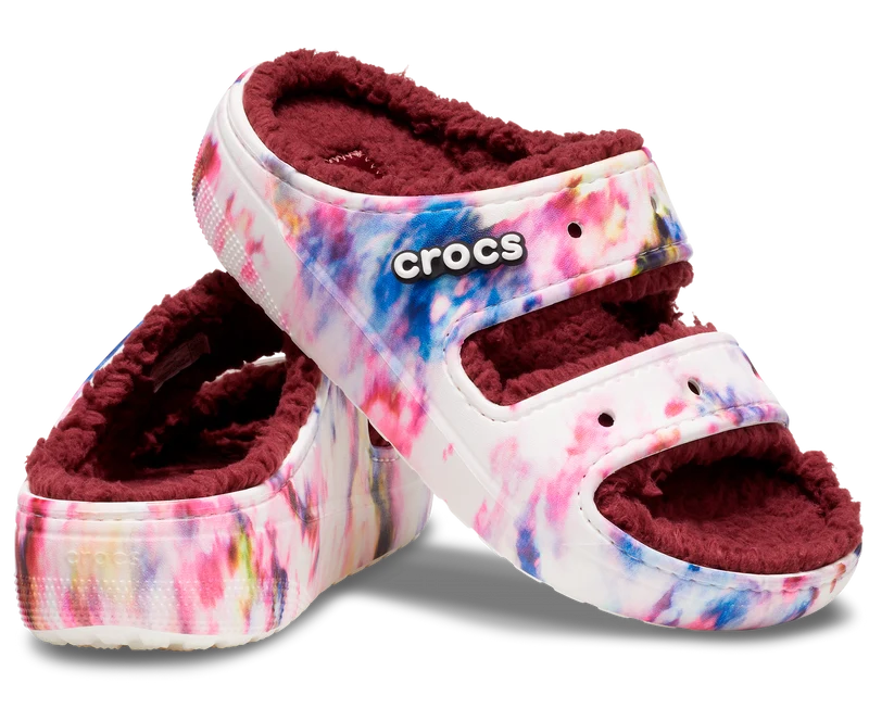 Crocs Unisex Classic Cozzzy Tie Dye Sandale – Granat