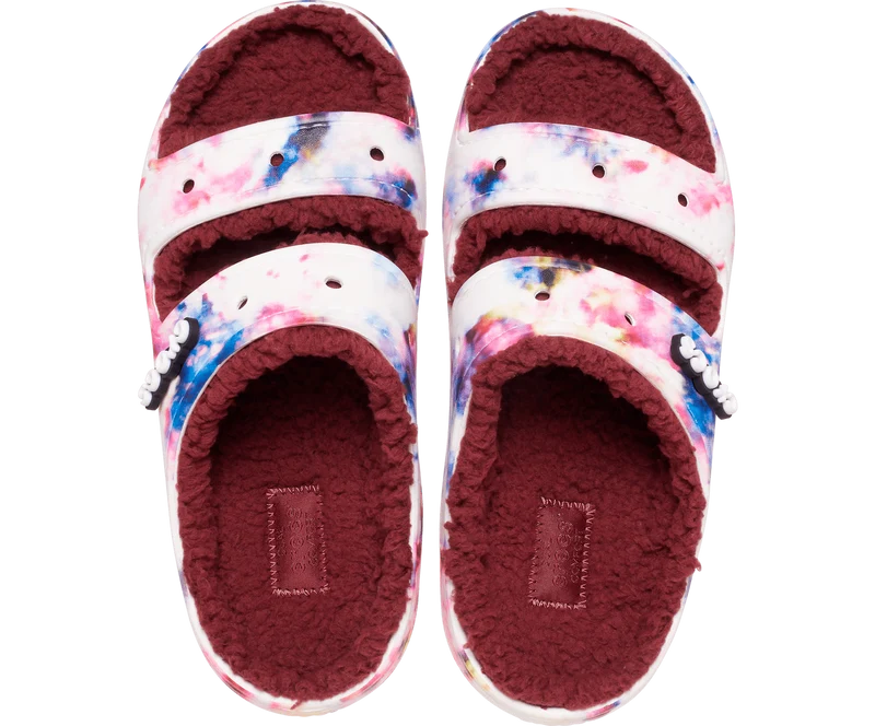 Crocs Unisex Classic Cozzzy Tie Dye Sandale – Granat