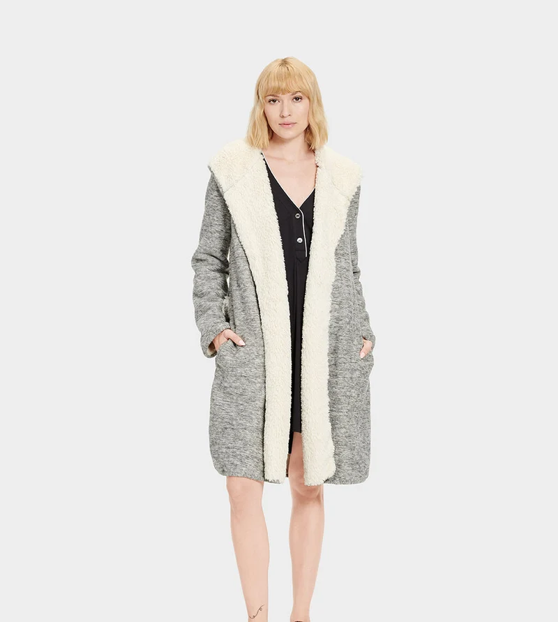 UGG Wendbarer Portola-Bademantel für Damen – Grau meliert
