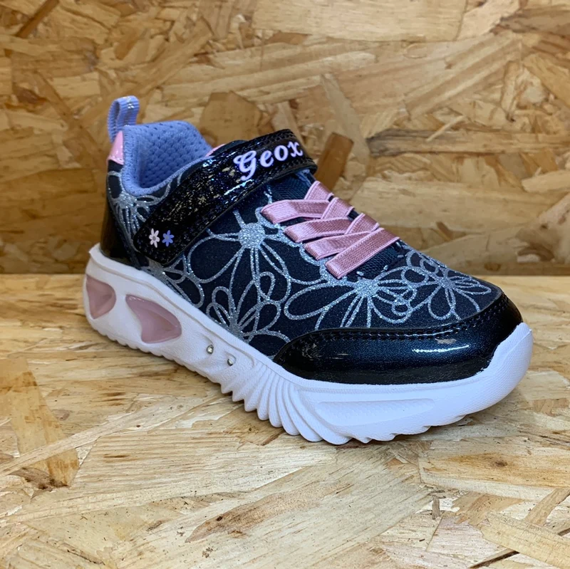 Geox Kinder Geox Lights Assister-Trainer – Marineblau/Pink
