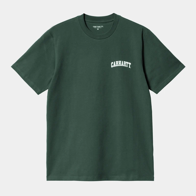 Carhartt WIP Kurzärmliges Herren-T-Shirt mit University-Schriftzug – Juniper