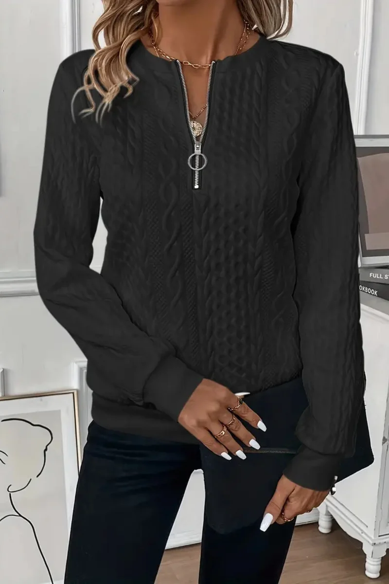 Melanie Vielseitiger Herbstpullover | Schwarz