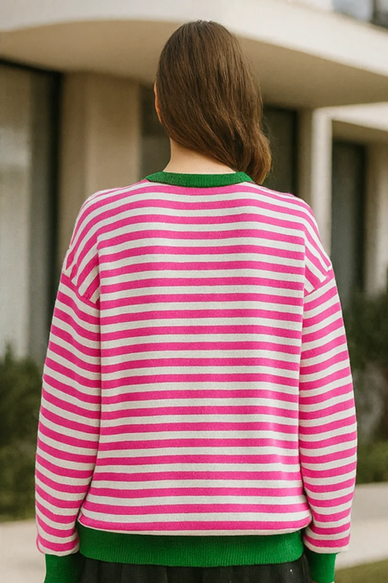 Dahlia | Gestreifter Baumwoll-Pullover