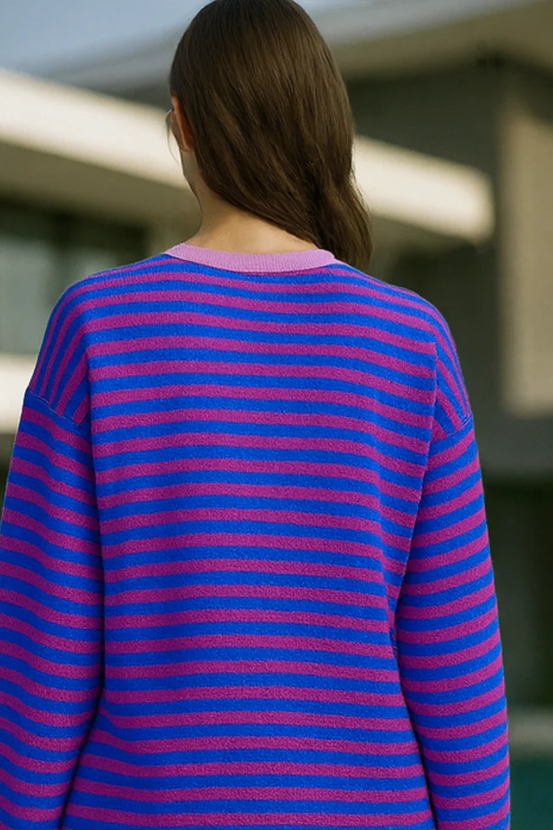 Dahlia | Gestreifter Baumwoll-Pullover