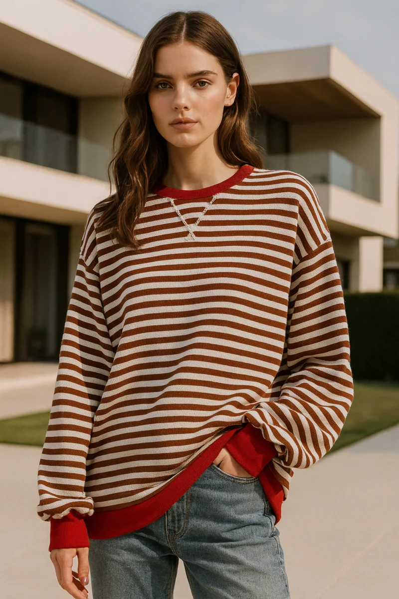 Dahlia | Gestreifter Baumwoll-Pullover