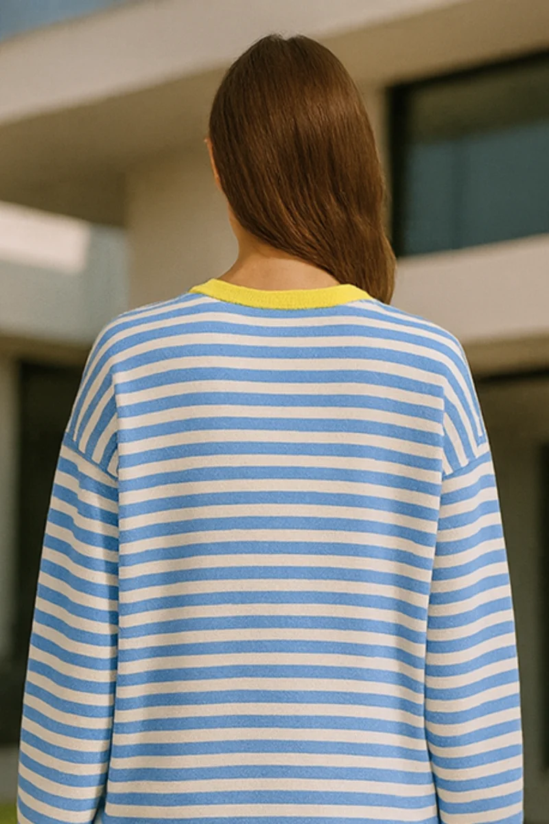 Dahlia | Gestreifter Baumwoll-Pullover