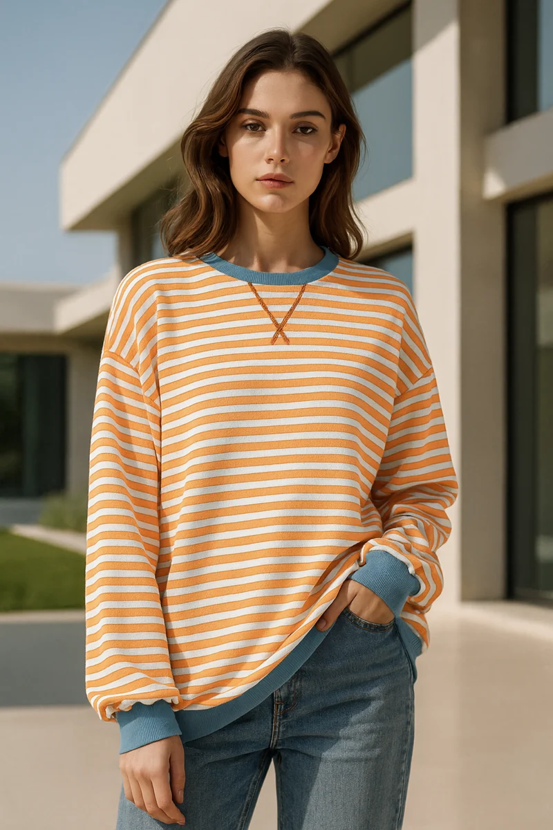 Dahlia | Gestreifter Baumwoll-Pullover
