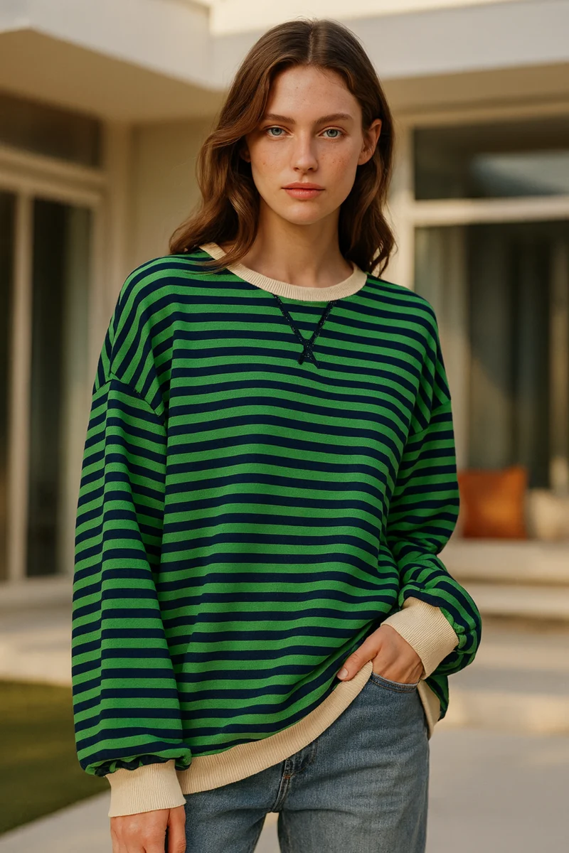 Dahlia | Gestreifter Baumwoll-Pullover