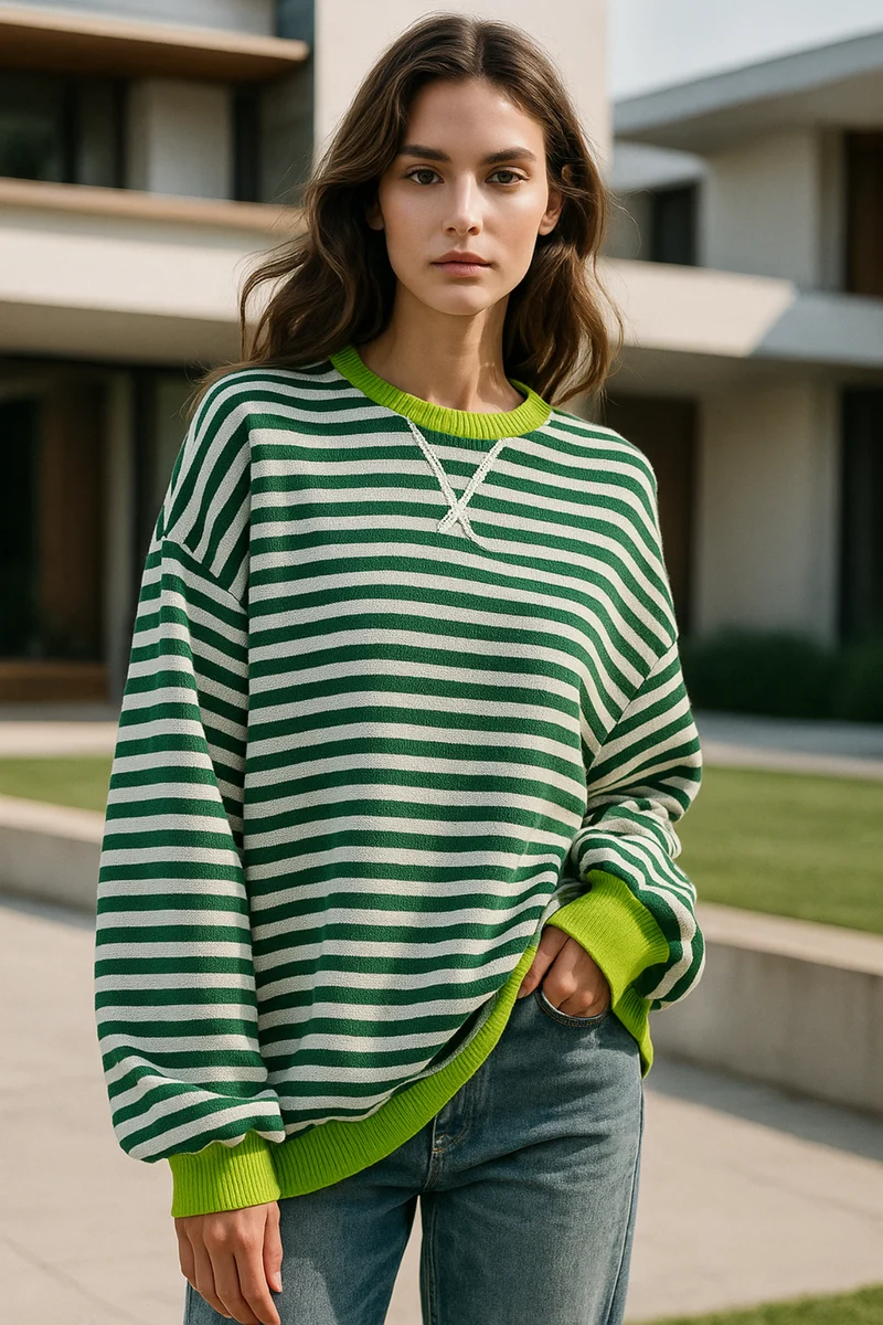 Dahlia | Gestreifter Baumwoll-Pullover