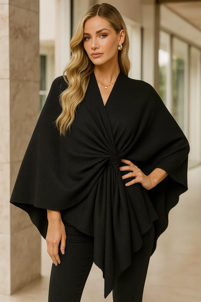 Yvonne | Eleganter Draped-Poncho