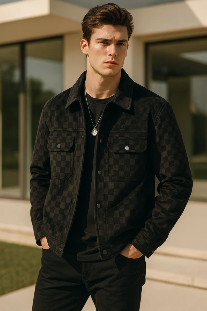 Nico | Checkered Velours-Wildlederjacke