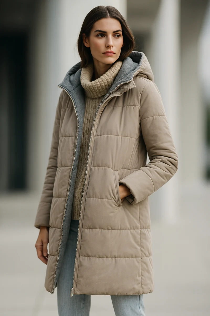Mairah | Gepolsterte Kapuzen-Daunenjacke