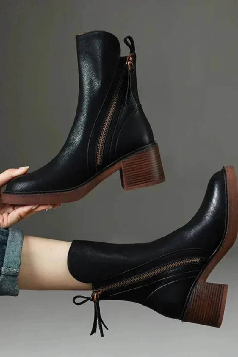 Val | Elegante Schwarze Lederstiefel