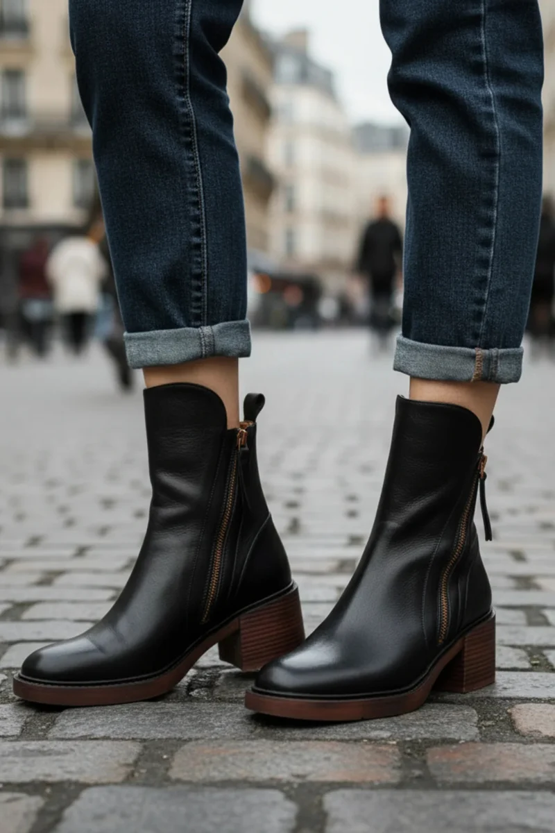 Val | Elegante Schwarze Lederstiefel