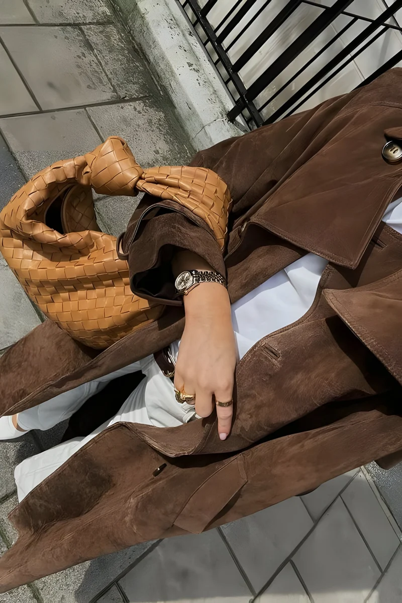Veronica | Eleganter Wildleder Trenchcoat