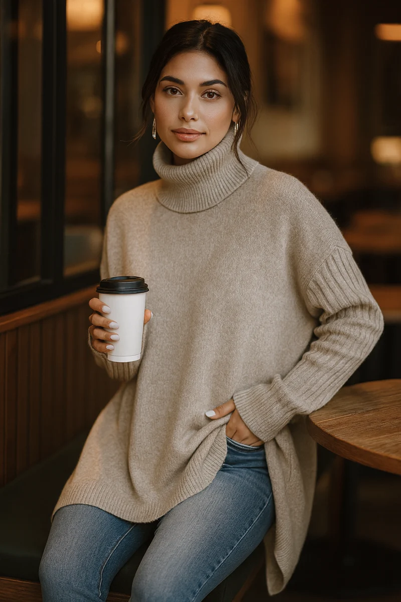 Bridgette | Langer Rollkragenpullover