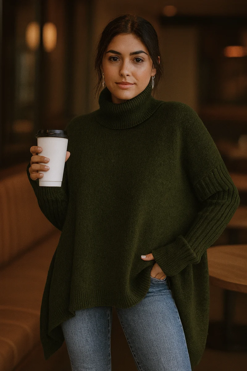 Bridgette | Langer Rollkragenpullover
