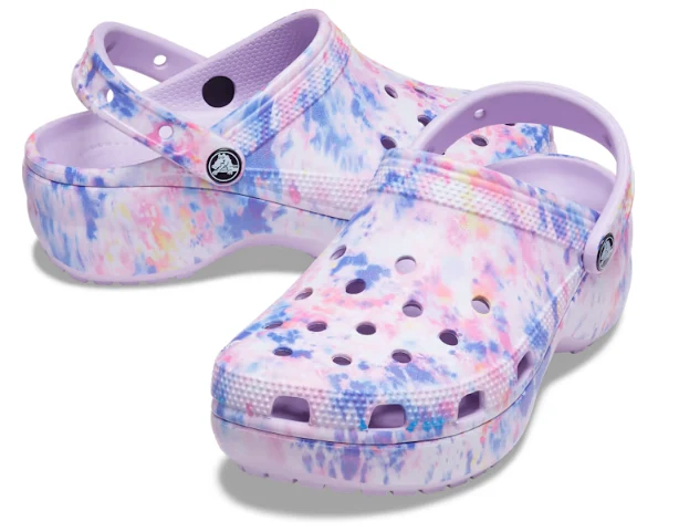 Crocs Unisex Classic Platform Tie Dye Graphic Clog – Lavendel / Multi